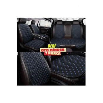 Daihatsu Terios Koltuk Deri Minderi 7 Parça Ön Ve Arka Oturak Sırt Dayama Minder siyah-mavi