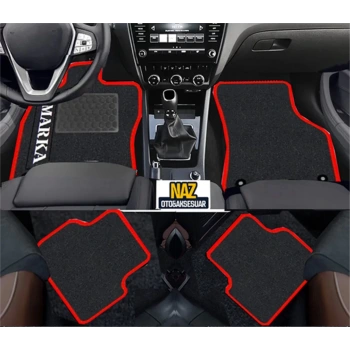 Fiat 500x-2015 +   Siyah Halı Kırmızı Kenar Petek Topuk