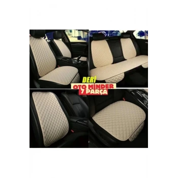 Fiat Palio Koltuk Deri Minderi 7 Parça Ön Ve Arka Oturak Sırt Dayama Minder Bej-bej