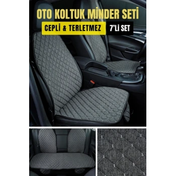 HONDA Prelude 1996-2001Terletmez Kaymaz Keten Oto Minder Kılıf Komple Set(7Parça) Gri