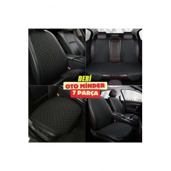 Mitsubishi Outlander Koltuk Deri Minderi 7 Parça Ön Ve Arka Oturak Sırt Dayama Minder siyah-siyah