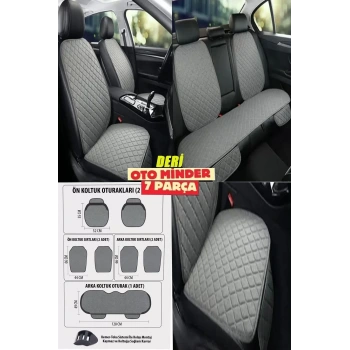 Seat Altea Koltuk Deri Minderi 7 Parça Ön Ve Arka Oturak Sırt Dayama Minder Gri-Gri