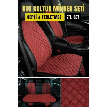 Volkswagen tiguan 2024+Terletmez Kaymaz Keten Oto Minder Kılıf Komple Set(7Parça) Kırmızı
