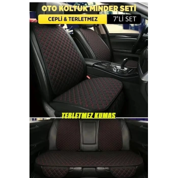 Volkswagen Touran Terletmez Kumaş Minder Seti 7 Parça Full Takım siyah-kırmızı