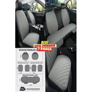 Volvo S80 Koltuk Deri Minderi 7 Parça Ön Ve Arka Oturak Sırt Dayama Minder Gri-Gri