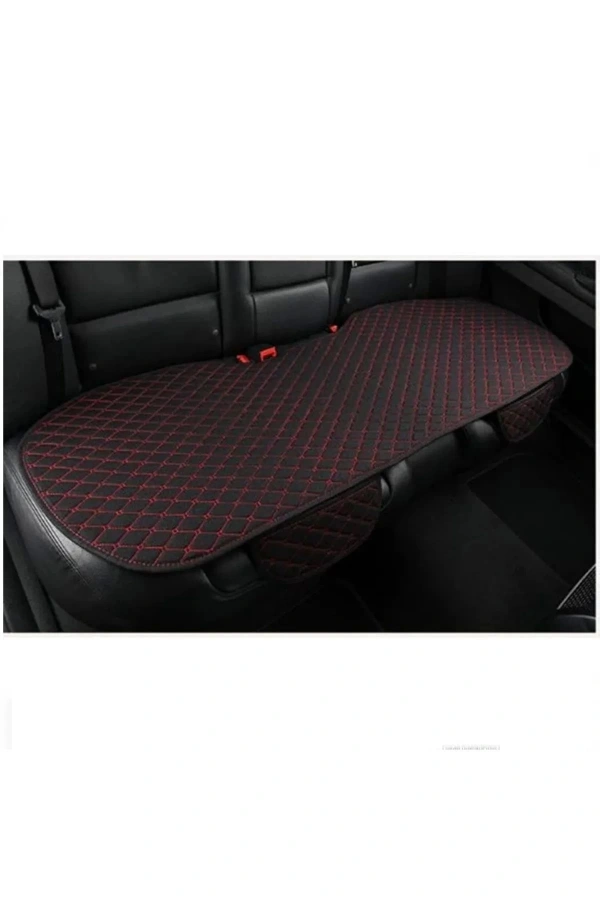 Araba Koltuk Minderi Ön-arka Takım 3 Parca Terletmez Kumaş Minder Siyah Kumaş-kırmızı Dikiş
