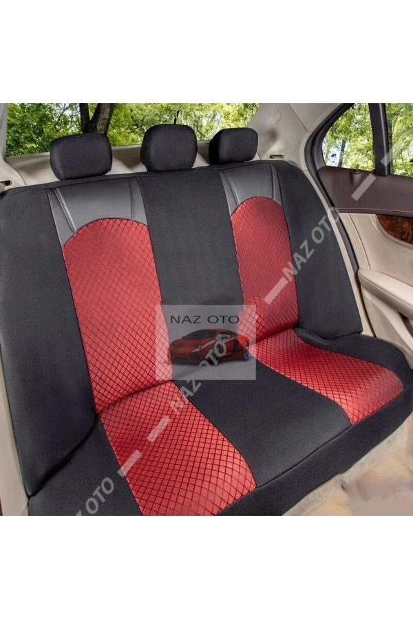 QUALİTY Petek Kumaş SİYAH-Kırmızı Deri ORTAPEDİK Oto Kılıfı