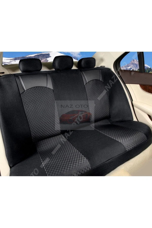 Fırst Class Kapitone Kumaş Siyah Deri Ortapedik Oto Kılıfı