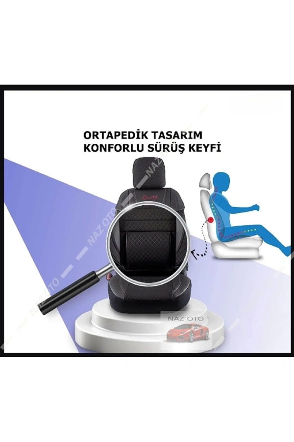 QUALİTY Petek Kumaş Füme Deri ORTAPEDİK Oto Kılıfı