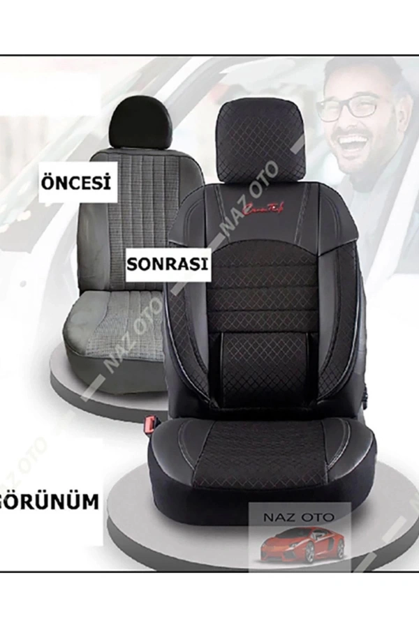 QUALİTY Petek Kumaş Füme Deri ORTAPEDİK Oto Kılıfı