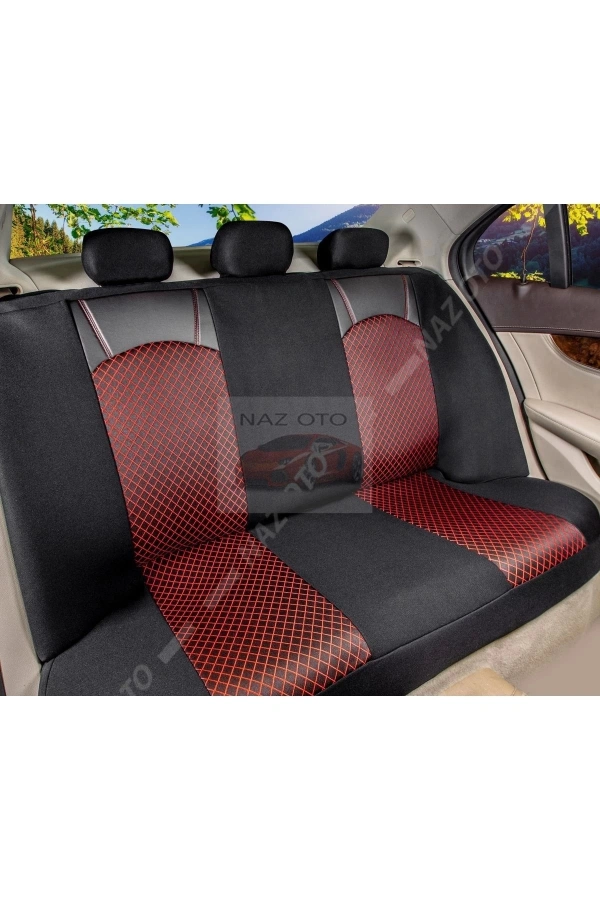 QUALİTY Petek Kumaş bordo-siyah Deri ORTAPEDİK Oto Kılıfı