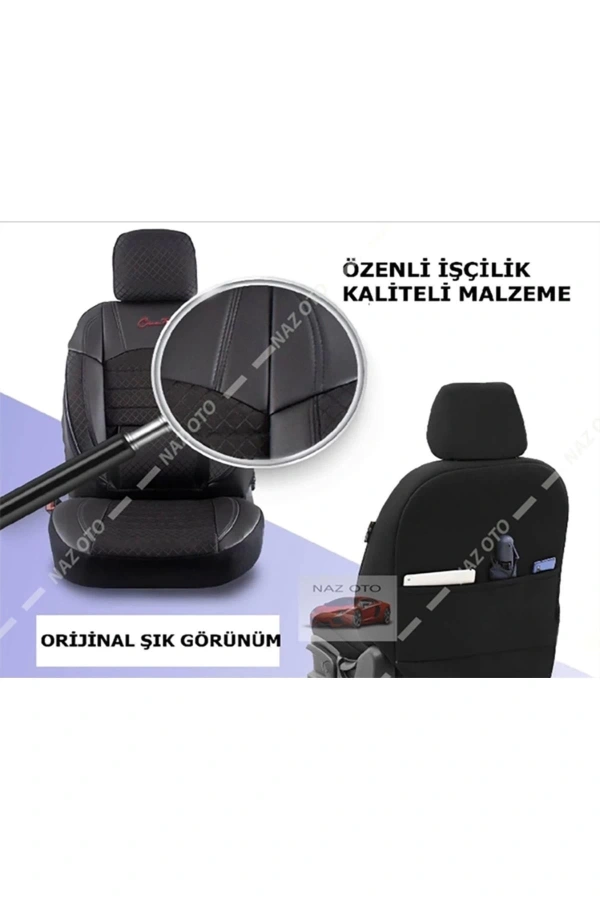 QUALİTY Petek Kumaş bordo-siyah Deri ORTAPEDİK Oto Kılıfı