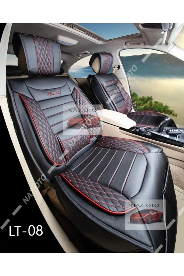 SPESIYAL Siyah Kırmızı Deri ORTAPEDİK Araç Koltuk Kılıfı