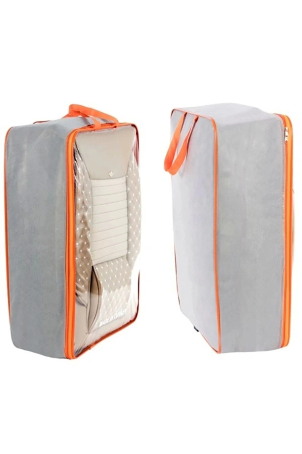 FIRST CLASS Kapitone Kumaş Siyah-Tarçın Deri ORTAPEDİK Oto Kılıfı