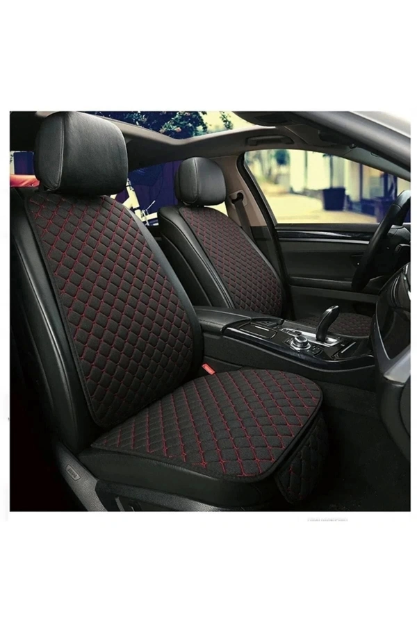 Araba Terletmez Ergonomik Koltuk Minderi (7 Parça) - 5 Koltuk Tam Set Siyah Kırmızı