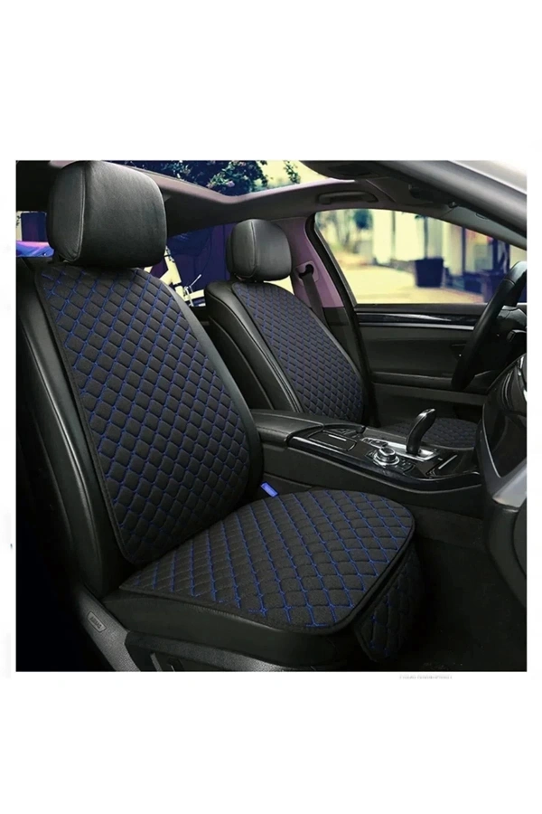 Araba Terletmez Ergonomik Koltuk Minderi (7 Parça) - 5 Koltuk Tam Set Siyah Mavi