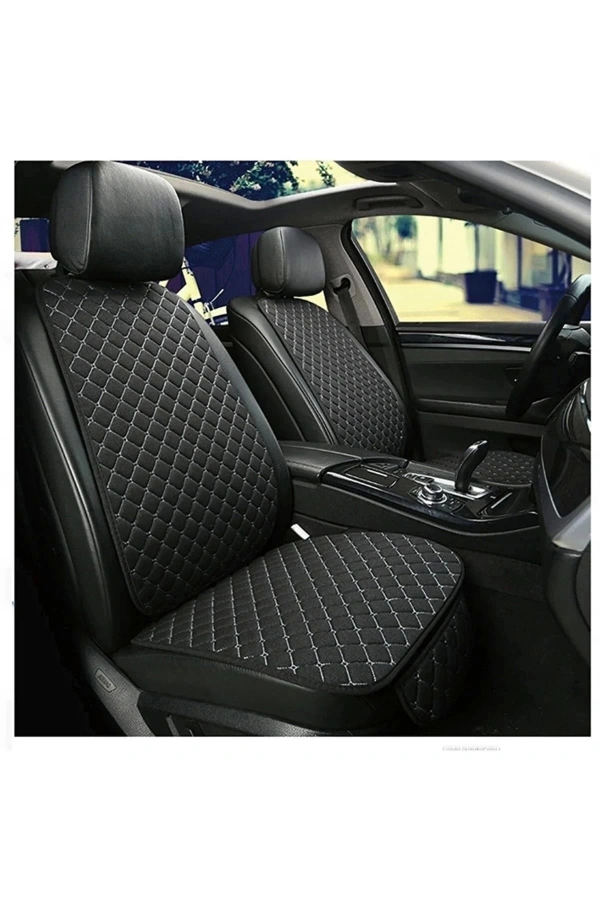 Araba Terletmez Ergonomik Koltuk Minderi (7 Parça) - 5 Koltuk Tam Set Siyah Beyaz