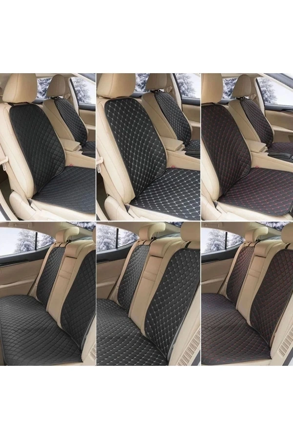 Araba Terletmez Ergonomik Koltuk Minderi (7 Parça) - 5 Koltuk Tam Set Siyah Beyaz