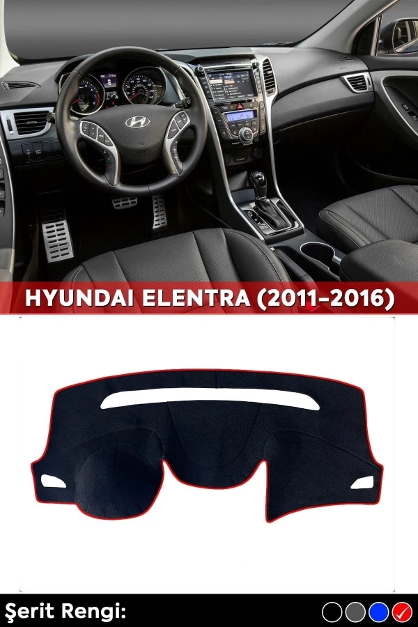 Hyundaı Elentra (2011-2016) 3d Torpido Koruma Kılıfı - Ön Göğüs Panel Kaplama - Kırmızı Şerit