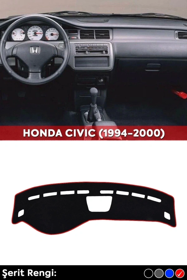Honda Cıvıc (1994-2000) 3d Torpido Koruma Kılıfı - Ön Göğüs Panel Kaplama - Kırmızı Şerit