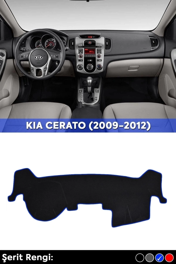 Kıa Cerato (2009-2012) 3d Torpido Koruma Kılıfı - Ön Göğüs Panel Kaplama - Mavi Şerit