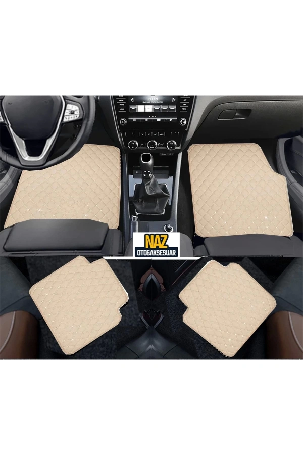 FORD ECOSPORT 2016 + Uyumlu Bej Dikişli Bej Deri Paspas