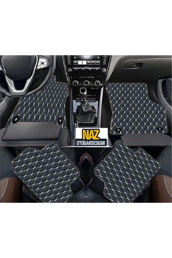 FORD ECOSPORT 2016 + Uyumlu Beyaz Dikişli Siyah Deri Paspas