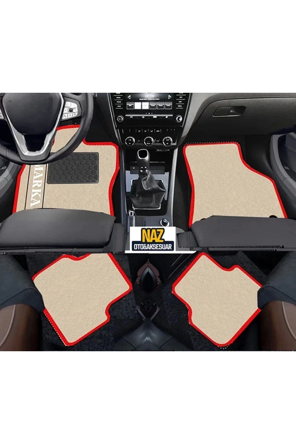 FORD ECOSPORT 2016 +   Bej Halı Kırmızı Kenar  Petek Topuk
