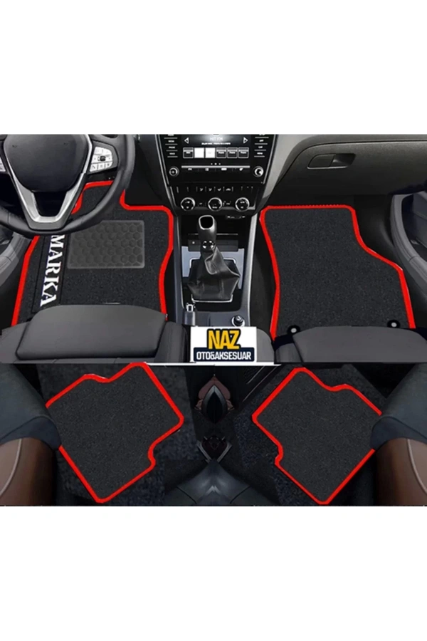 FORD ECOSPORT 2016 +   Siyah Halı Kırmızı Kenar Petek Topuk