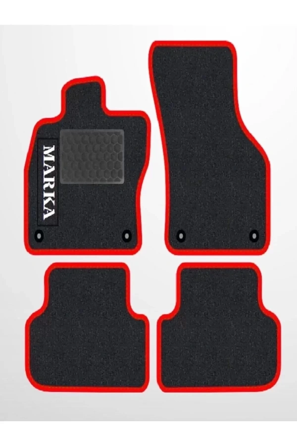 FORD ECOSPORT 2016 +   Siyah Halı Kırmızı Kenar Petek Topuk