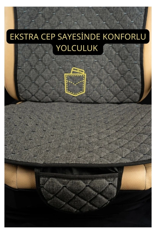 Opel Insignia 2017 ve SonrasıTerletmez Kaymaz Keten Oto Minder Kılıf Komple Set ( 7 Parça ) Füme