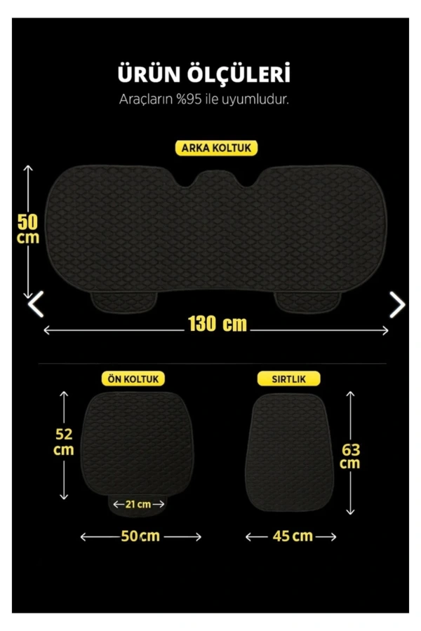 FORD FIESTA 2002-2008Terletmez Kaymaz Keten Oto Minder Kılıf Komple Set ( 7 Parça ) Gri