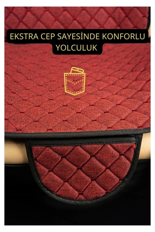 HONDA Prelude 1996-2001Terletmez Kaymaz Keten Oto Minder Kılıf Komple Set ( 7 Parça ) Kırmızı