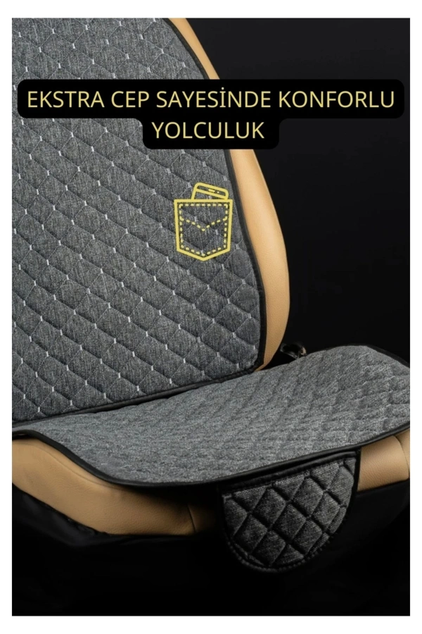 Renault 19 1993-2000Terletmez Kaymaz Keten Oto Minder Kılıf Komple Set ( 7 Parça ) Gri