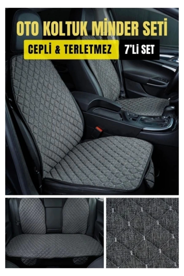 Honda S2000 1999 - 2003Terletmez Kaymaz Keten Oto Minder Kılıf Komple Set ( 7 Parça ) Gri