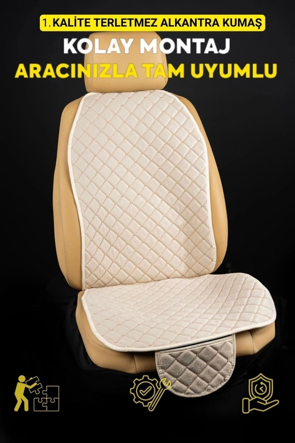 Araba Terletmez Ergonomik Koltuk Minderi (7 PARÇA) - 5 Koltuk Tam Set (bej-bej)