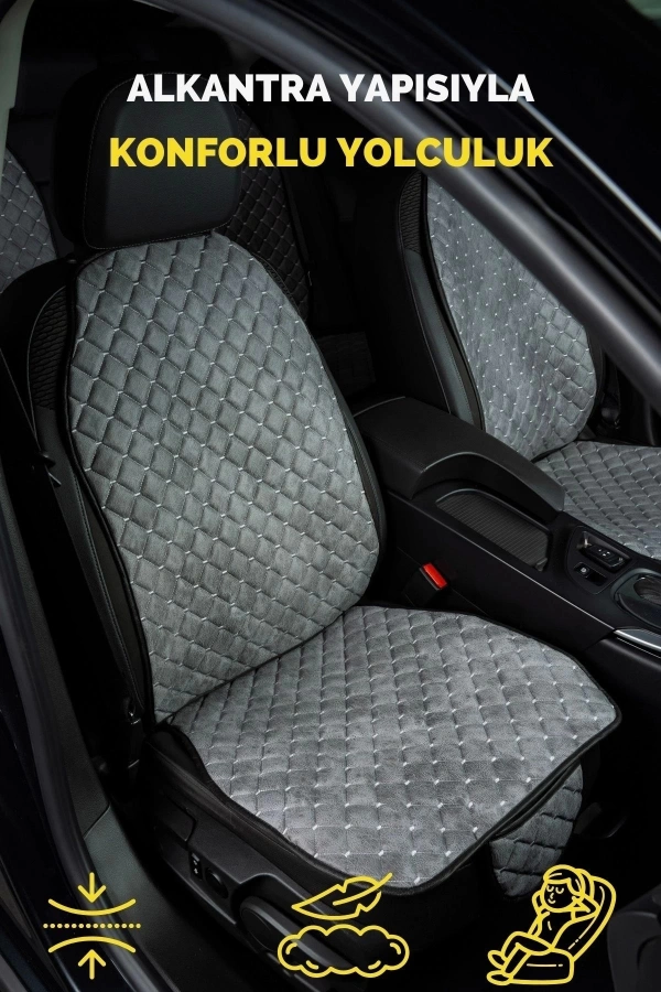 Araba Terletmez Ergonomik Koltuk Minderi (7 PARÇA) - 5 Koltuk Tam Set (GRİ_GRİ)