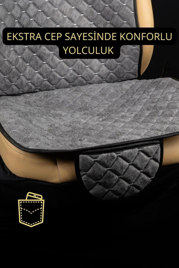Araba Terletmez Ergonomik Koltuk Minderi (7 PARÇA) - 5 Koltuk Tam Set (GRİ_GRİ)