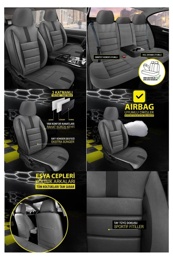 Audi A6 Koltuk Kılıfı Oniks Füme