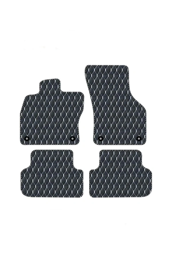 BMW E 93 2007 - 2013 Uyumlu Beyaz Dikişli Siyah Deri Paspas