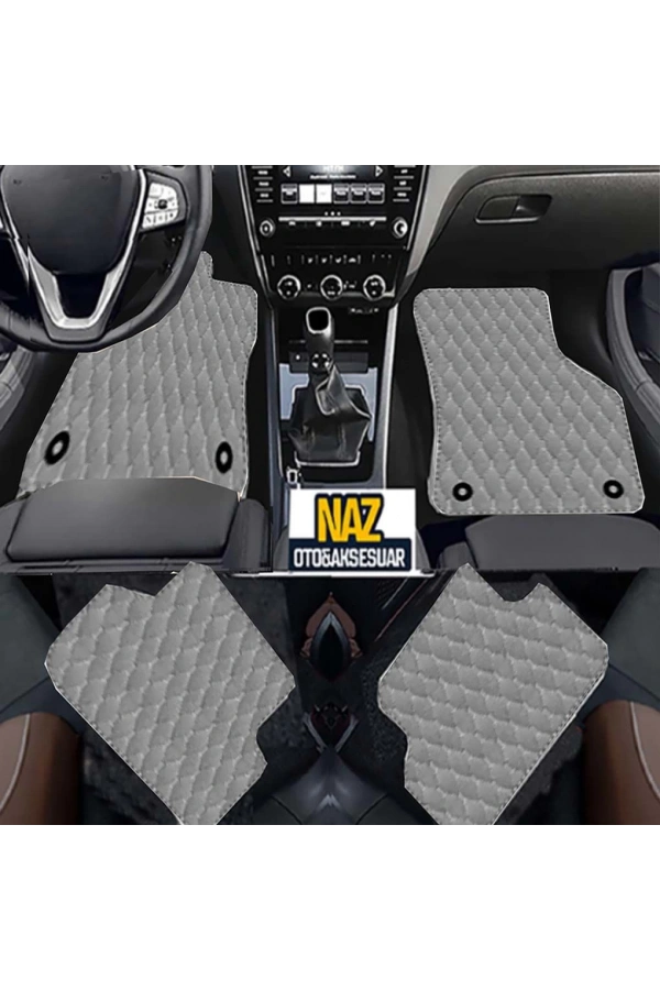 BMW X6 2015+ Uyumlu Gri Dikişli Gri Deri Paspas