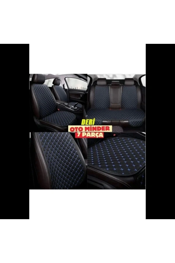 Chery TIGGO7 PRO Koltuk Deri Minderi 7 Parça Ön Ve Arka Oturak Sırt Dayama Minder siyah-mavi