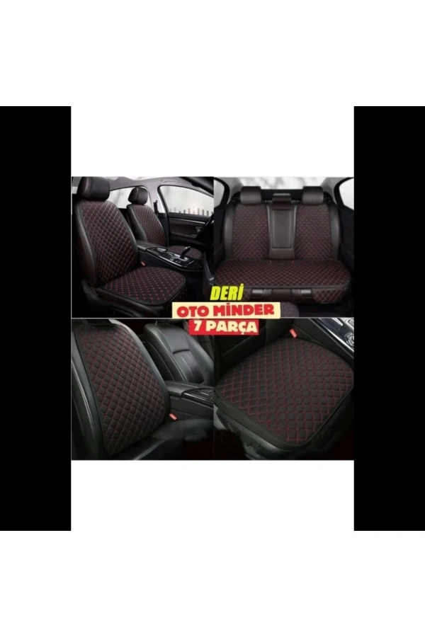 Chery TIGGO8 PRO Koltuk Deri Minderi 7 Parça Ön Ve Arka Oturak Sırt Dayama Minder siyah-kırmızı
