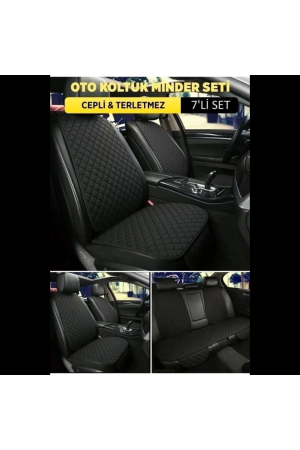 Fiat Punto UyumluTerletmez Kumaş MinTerletmez Kumaş 7 Parça Full Takım siyah-siyah