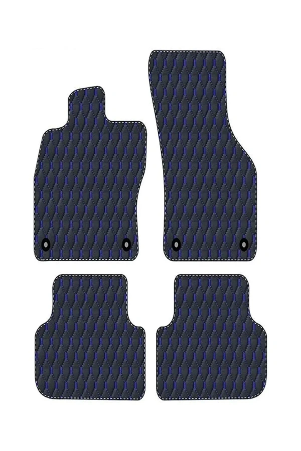 FORD FOCUS 2 2005-2011 Uyumlu Mavi Dikişli Siyah Deri Paspas