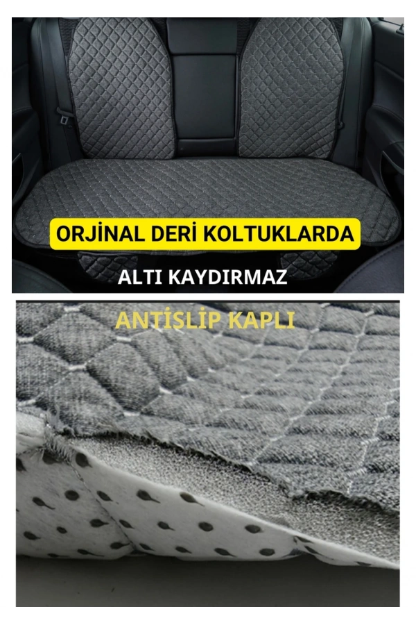 HYUNDAİ Sonata EF 1998 2005Terletmez Kaymaz Keten Oto Minder Kılıf Komple Set(7Parça) Gri