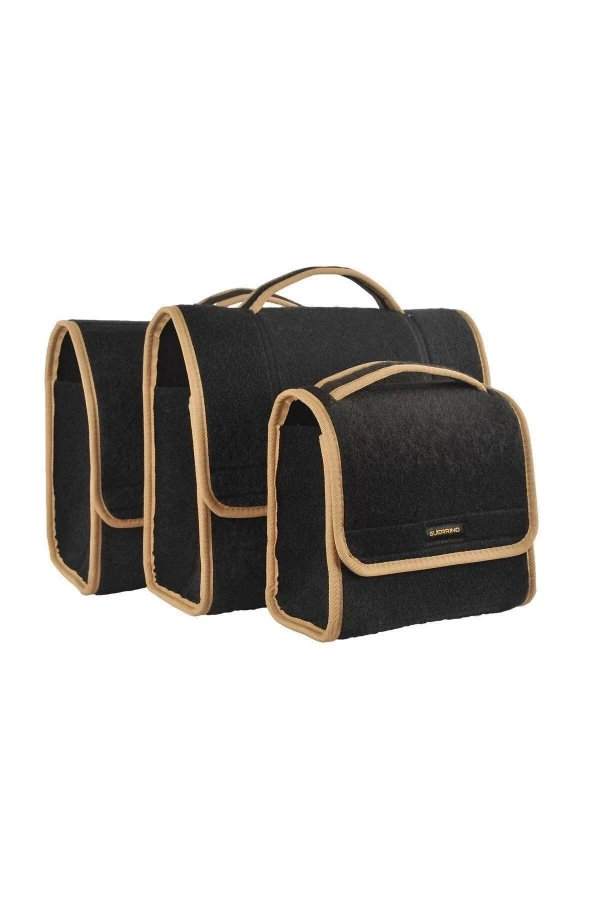 Mini-Midi-Maxi 3lü Bagaj Çantası Seti, Kenar Renk Krem