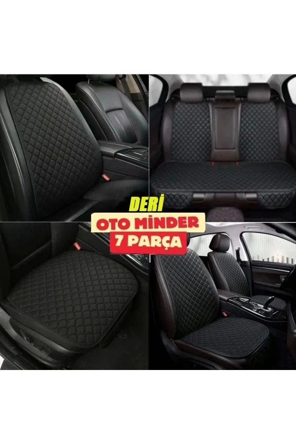 Mitsubishi Colt Koltuk Deri Minderi 7 Parça Ön Ve Arka Oturak Sırt Dayama Minder siyah-siyah