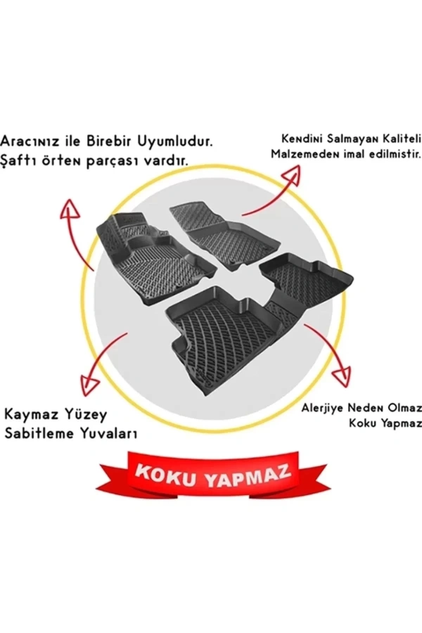 Opel Combo 2011-2017 3D Siyah Kokusuz Havuzulu Paspas Takımı