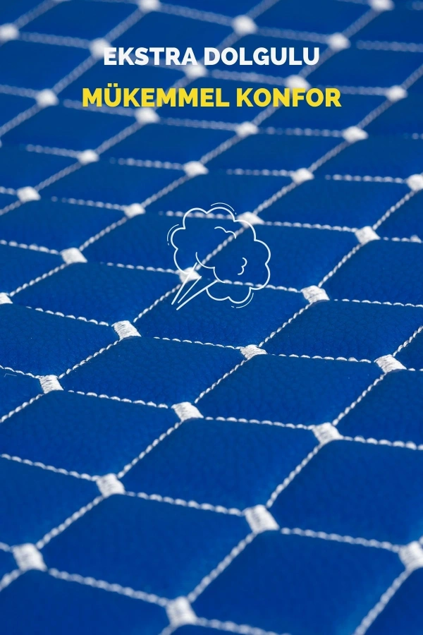 Opel Corsa Deri Silinebilir Cepli Oto Kılıf-Minder Oturak Seti (3 parça) Mavi